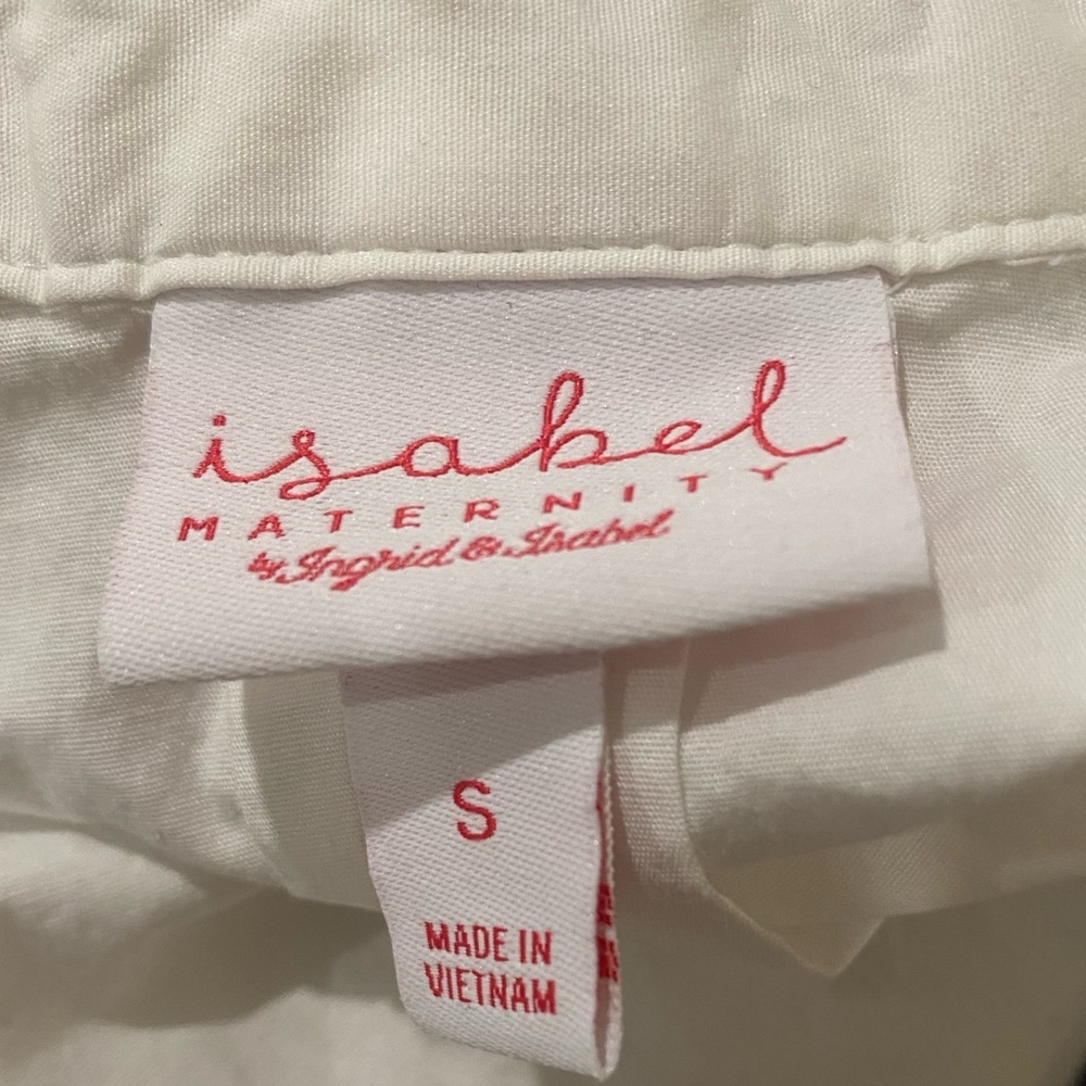 Isabel Maternity - Ingrid & Isabel Women's White collared 3/4 length small EUC - Picture 6 of 6